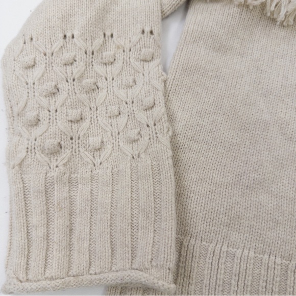 Alashan Merino Wool Cable Knit Fringe Sweater Cream Size Small - Picture 5 of 13